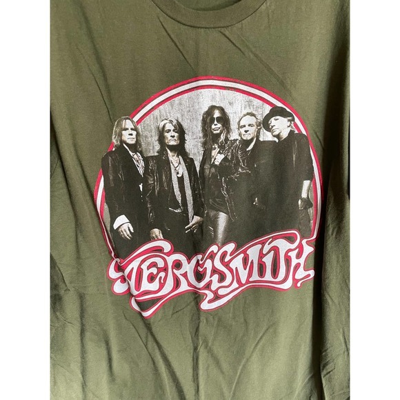 Bay Island Mens Aerosmith Graphic Concert Tee Shirt Short Sleeve Size L Green - Picture 4 of 5
